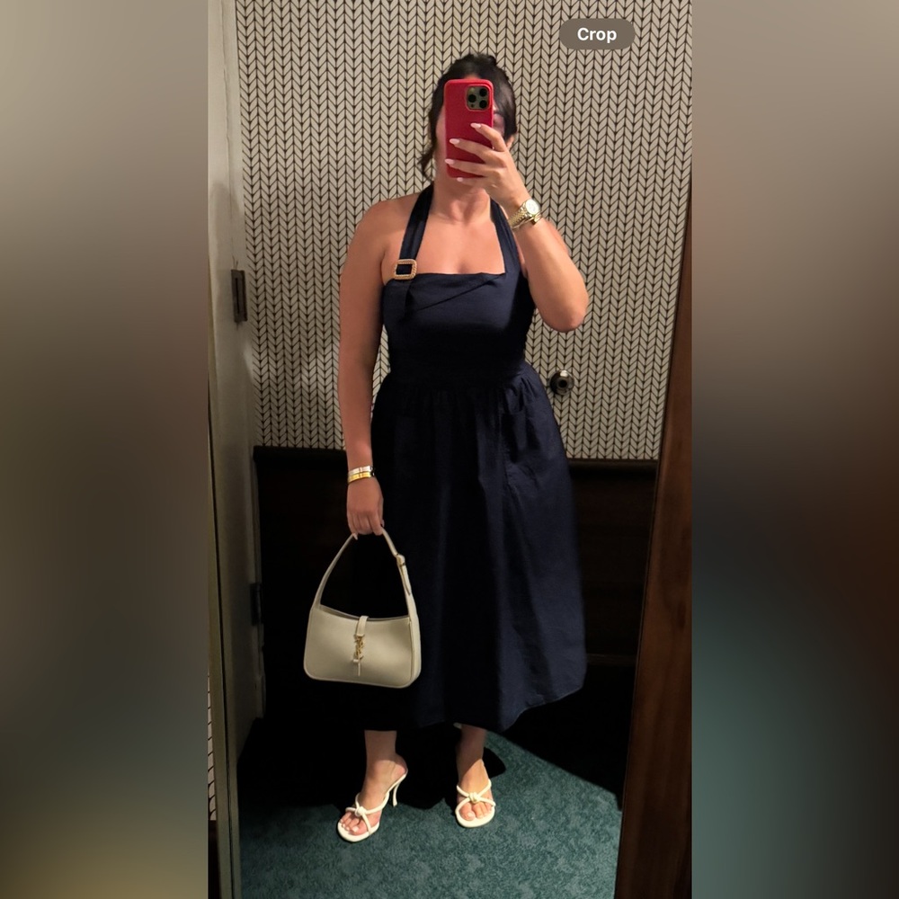 Vince Camuto One Shoulder Navy Dress
